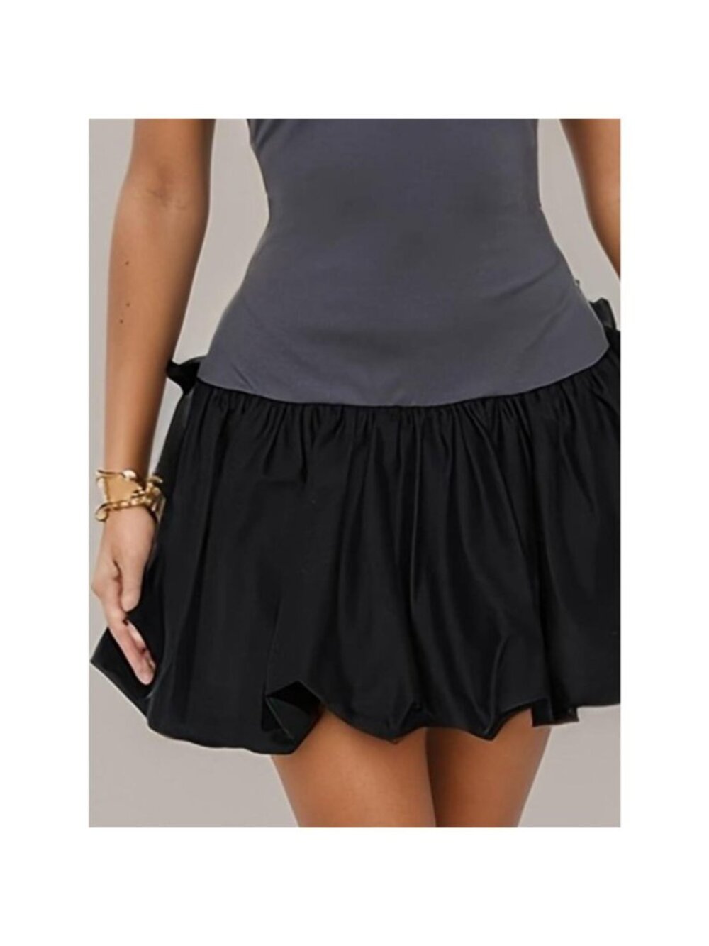 Scoop Neck Bubble Hem Mini Dress